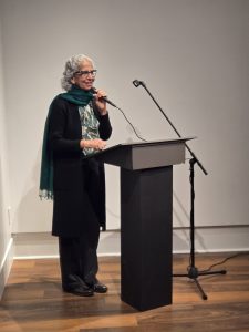 Dr. Satwinder Bains at the opening of Haq & History at Chilliwack Museum and Archives